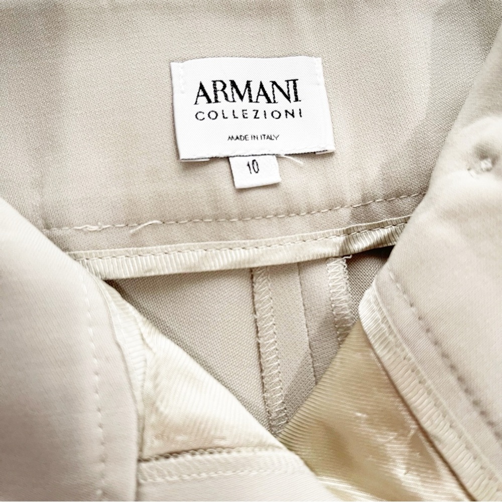 Armani Collezioni Dress Pant Beige High Rise Lightweight Straight Leg Trouser 10 - Picture 5 of 6
